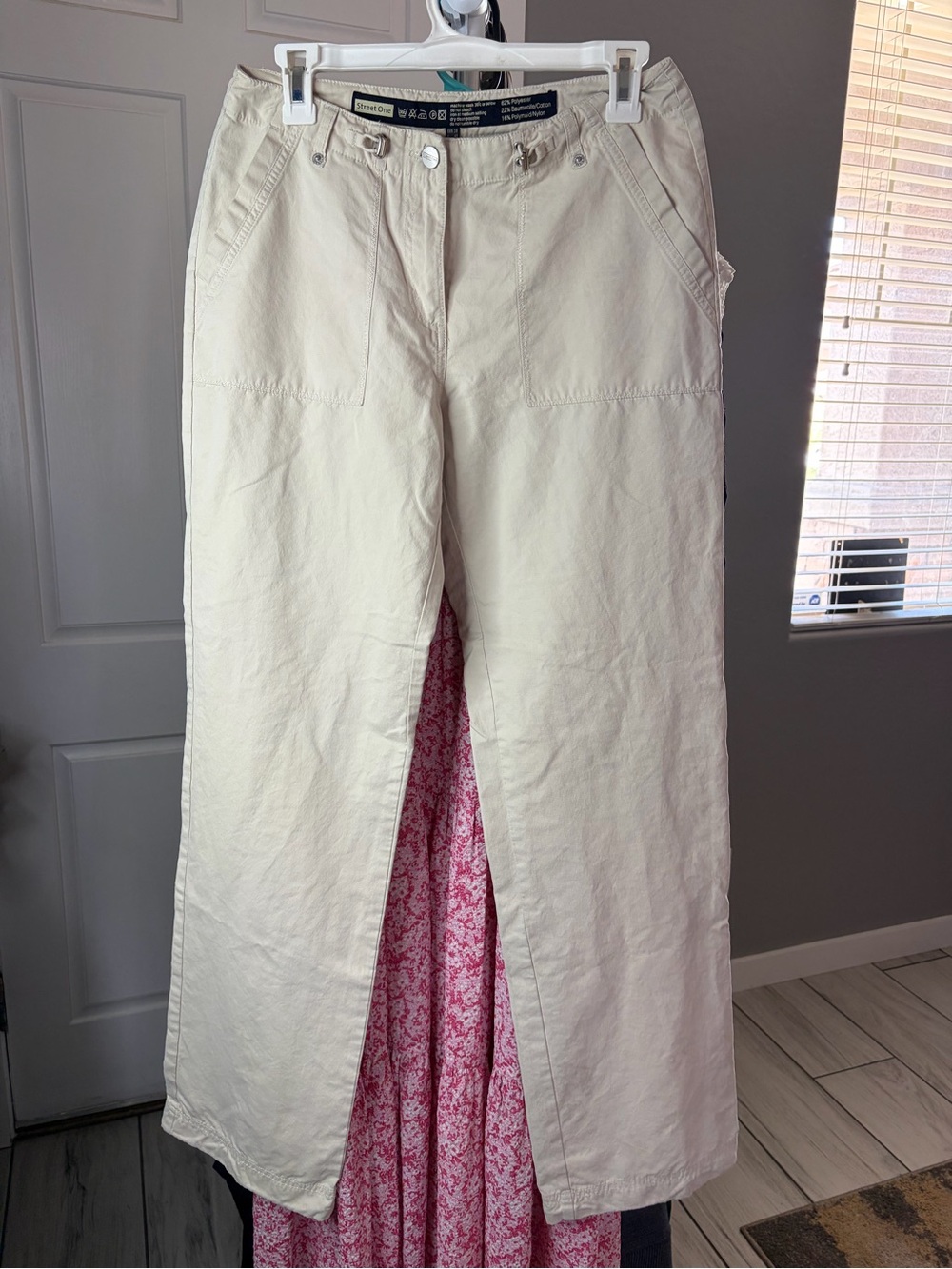 Cream Maxi Skirt with Pink Floral Front Panel by